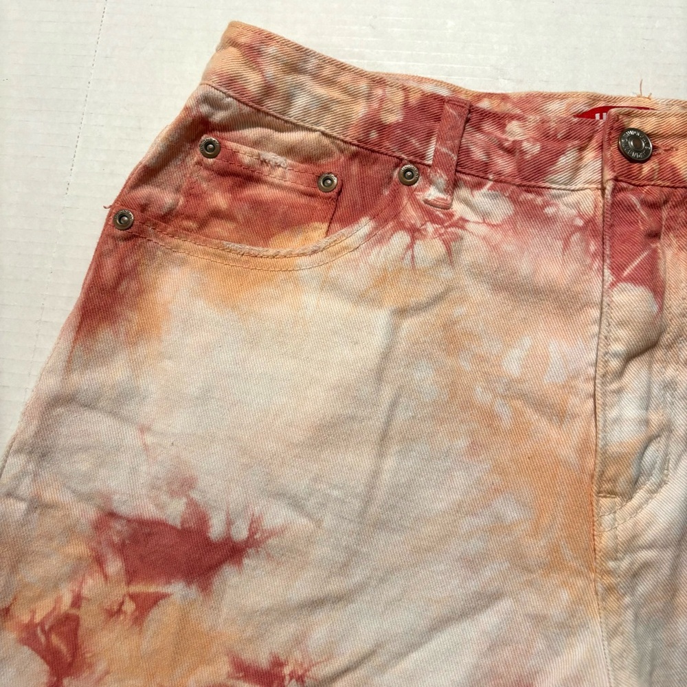 UNIONBAY Callie High Rise Tie‎ Dye Pink Orange Shorts Junior Size 11 - Picture 11 of 15